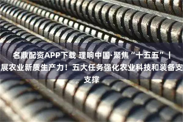 名鼎配资APP下载 理响中国·聚焦“十五五”丨发展农业新质生产力！五大任务强化农业科技和装备支撑